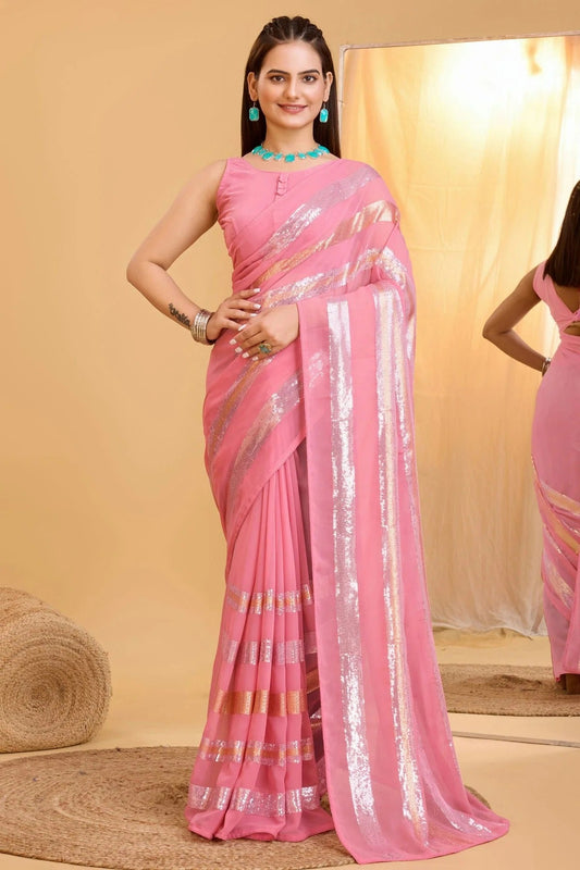 Baby Pink Georgette Saree NCSD11112589