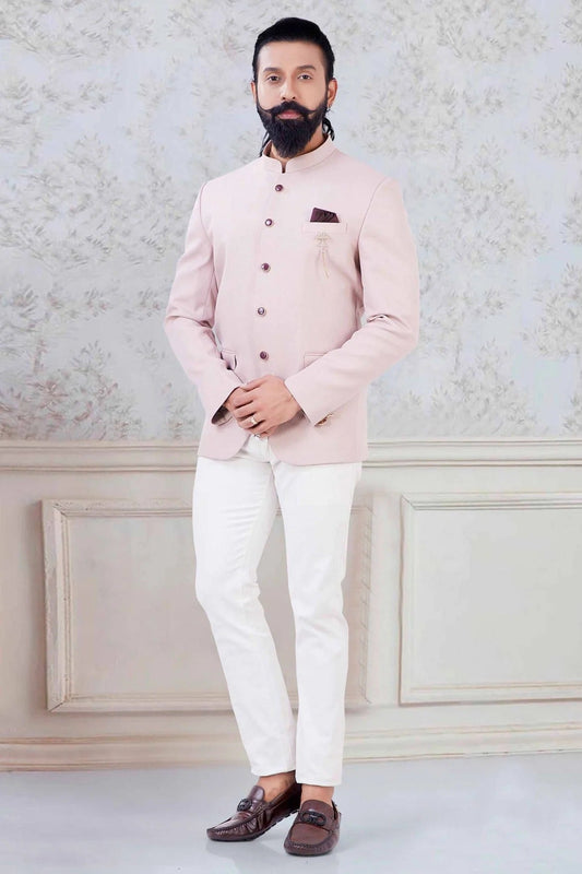 Baby Pink Imported Jodhpuri Suit NCSH11310196