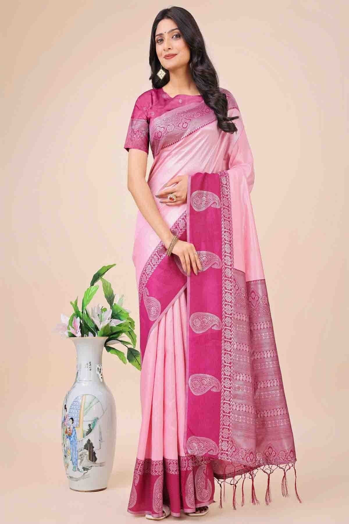 Baby Pink Lichi Silk Woven Traditional Sarees  NCSD11110271