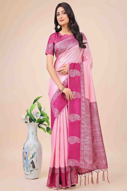 Baby Pink Lichi Silk Woven Traditional Sarees  NCSD11110271
