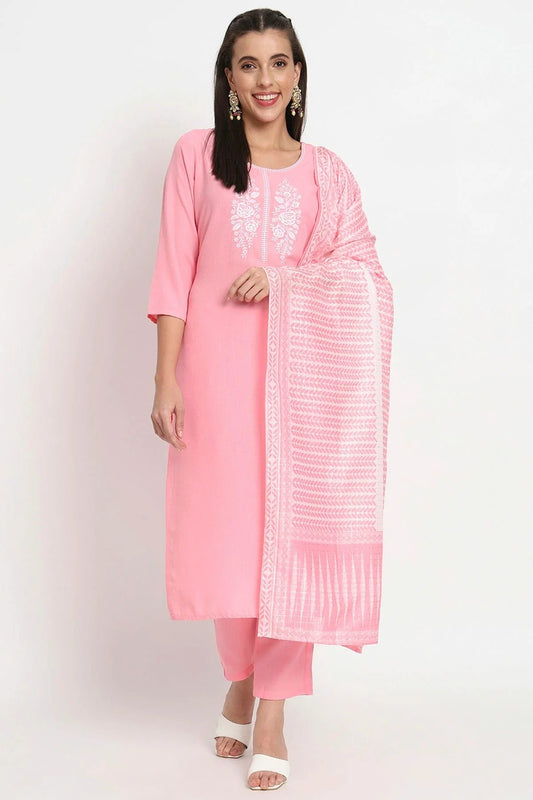 Baby Pink Magic Cotton Stitched Salwar Suit NCSS11111911