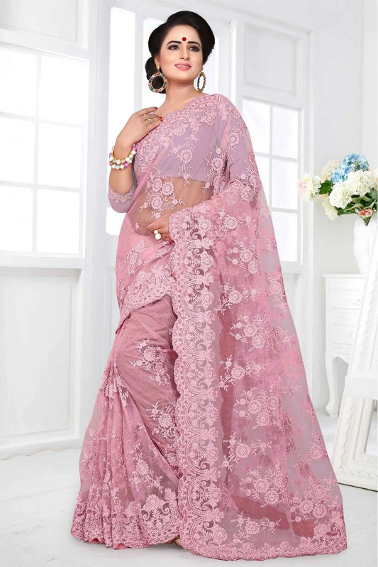 Baby Pink Net Designer Saree NCSD10910480