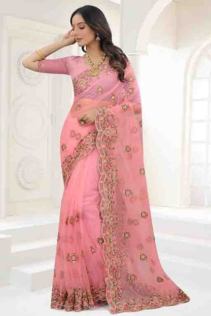 Baby Pink Net Designer Saree NCSD10910736