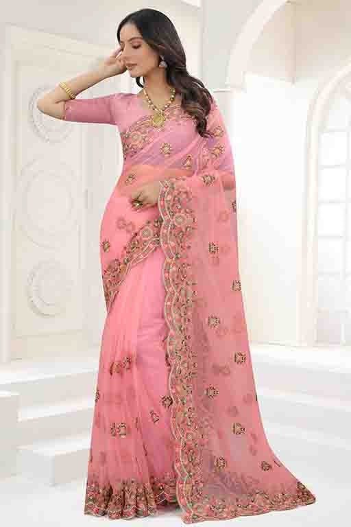 Baby Pink Net Designer Saree NCSD10910736