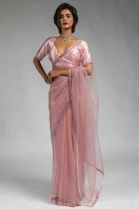 Baby Pink Net Ready To Wear Saree NCSD11210104