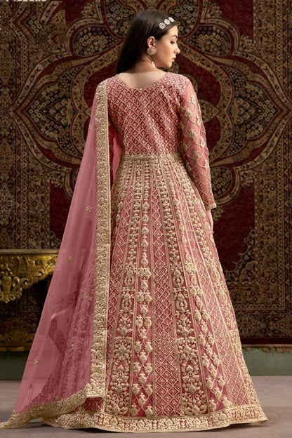 Baby Pink Net Semi Stitched Anarkali Suit NCSM10510157
