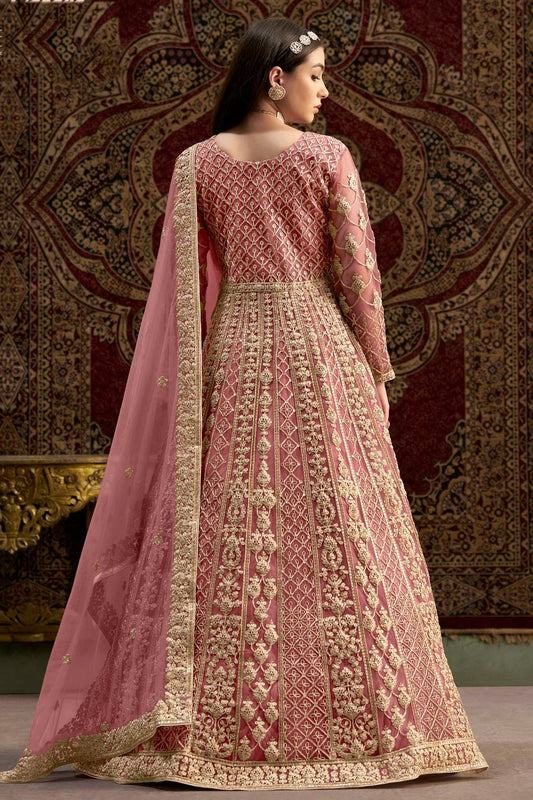 Baby Pink Net Semi Stitched Anarkali Suit NCSM10510157