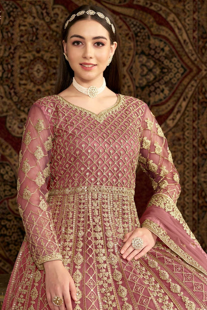Baby Pink Net Semi Stitched Anarkali Suit NCSM10510157