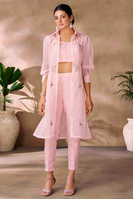 Baby Pink Organza Co-Ord Set NCTP10810119