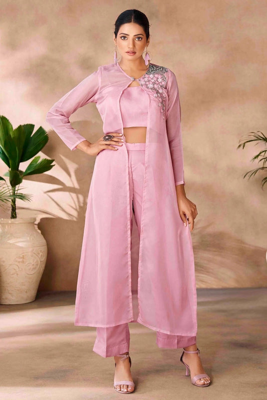 Baby Pink Organza Co-Ord Set NCTP10810123