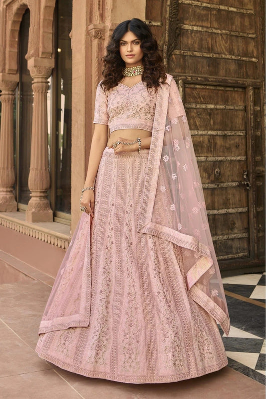Baby Pink Organza Embroidery Lehenga Choli NCLC10810475