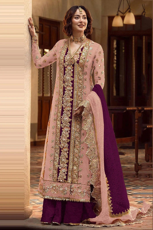 Baby Pink Organza Pakistani Suit NCSM11410556