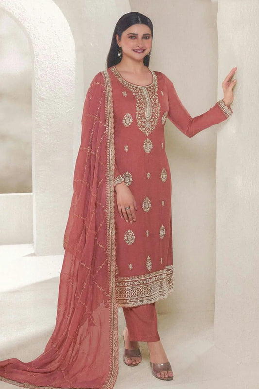 Baby Pink Organza Silk Pant Style Suit NCSM11410549