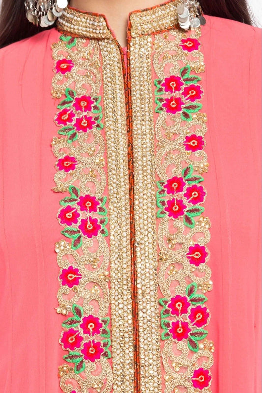 Baby Pink Plus Size Stitched Faux Georgette Anarkali Suit NCSS10710478