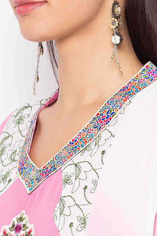 Baby Pink Plus Size Stitched Georgette Embroidery Pant Style Suit NCSS10710601