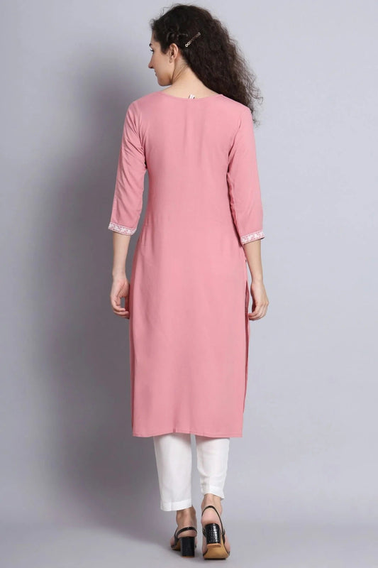 Baby Pink Rayon Kurti NCKR11112072