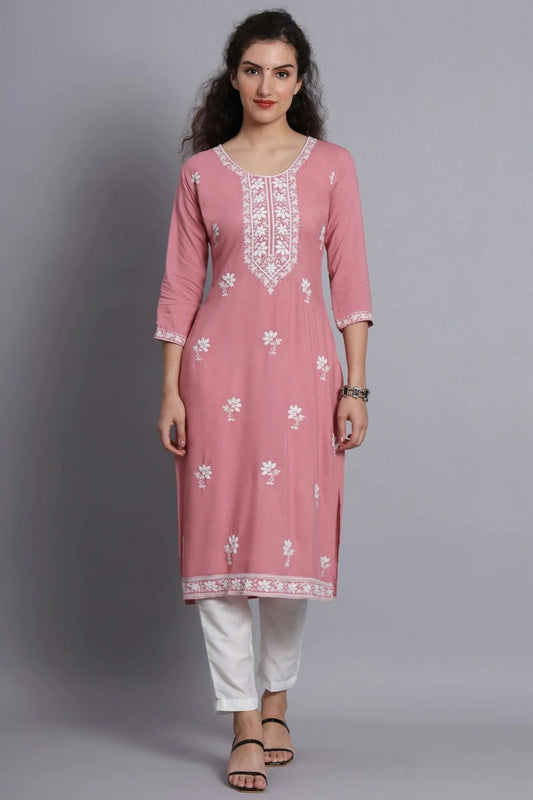 Baby Pink Rayon Kurti NCKR11112072