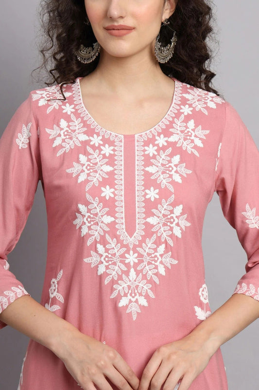 Baby Pink Rayon Kurti NCKR11112153