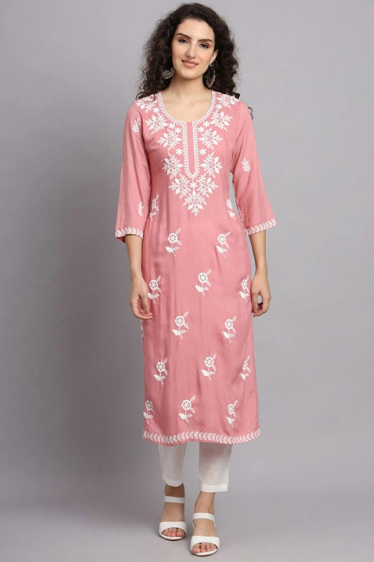 Baby Pink Rayon Kurti NCKR11112153