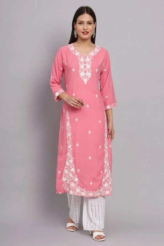 Baby Pink Rayon Kurti NCKR11112157