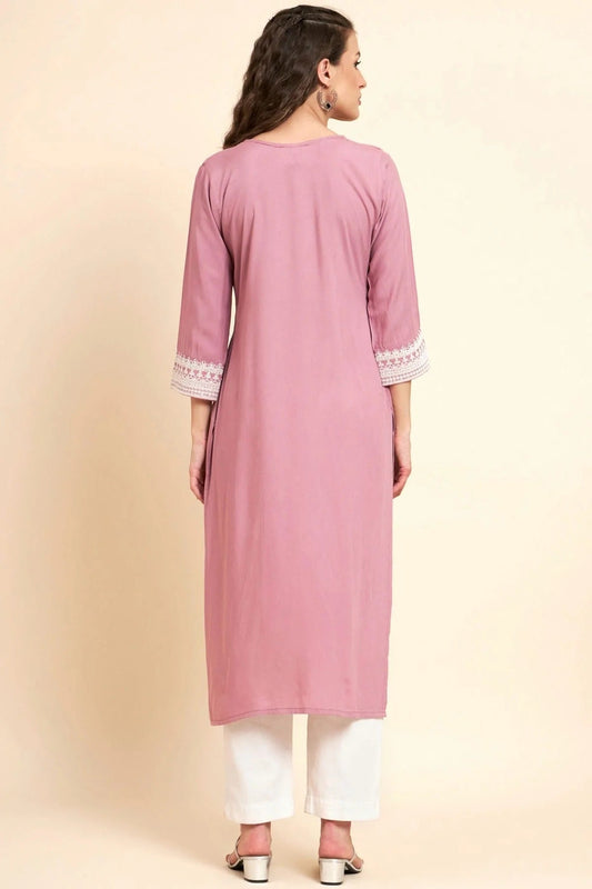 Baby Pink Rayon Kurti NCKR11112172