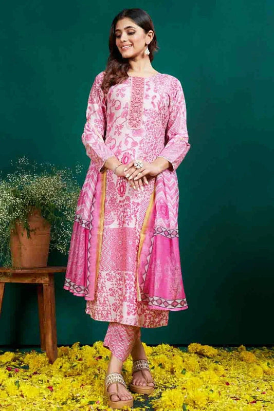 Baby Pink Rayon Stitched Pant Style Suit NCSS11410206