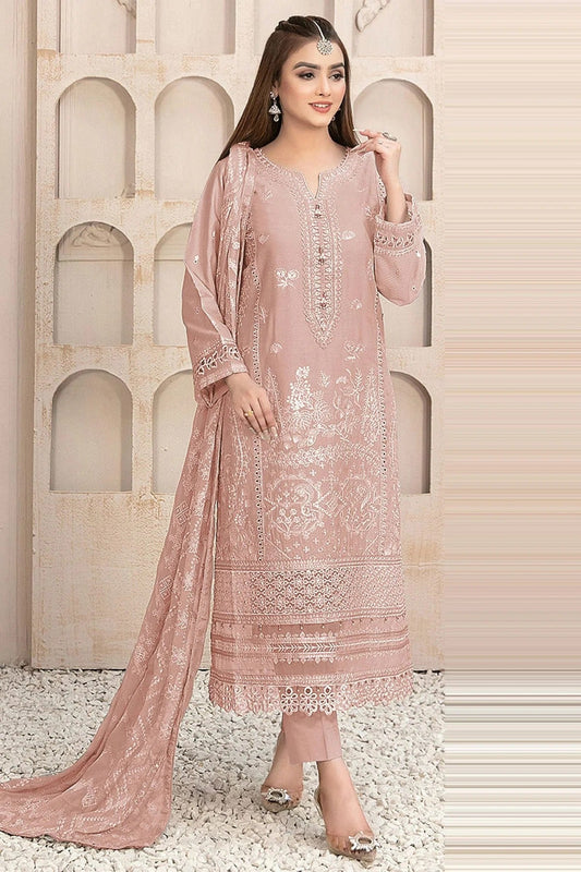 Baby Pink Semi Stitched Faux Georgette Pakistani Suit NCSM11410513