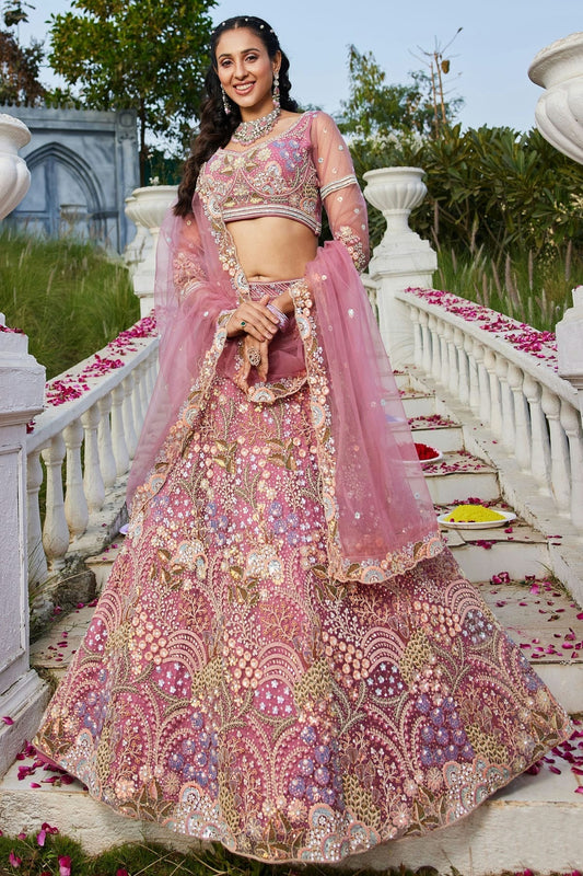 Baby Pink Semi Stitched Net Lehenga Choli NCLC11111235