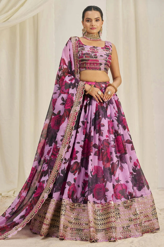 Baby Pink Semi Stitched Organza Lehenga Choli NCLC10810181