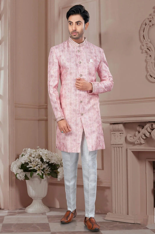 Baby Pink Silk Dupion Sherwani NCSH10410185