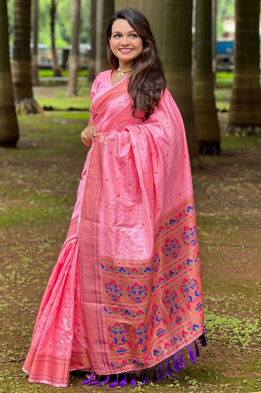 Baby Pink Silk Woven Saree NCSD12910178