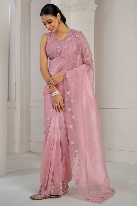Baby Pink Soft Organza Designer Saree NCSD11210236