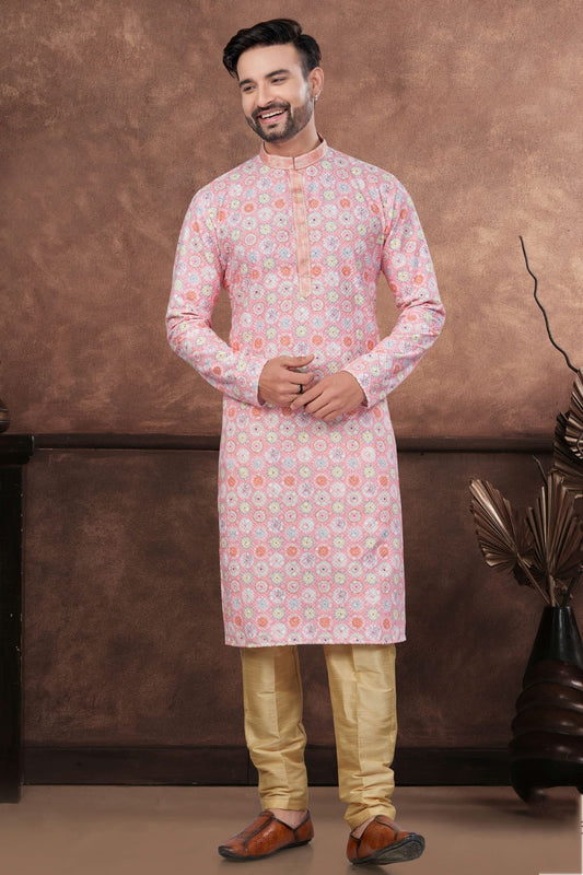 Baby Pink Soft Rayon Kurta Pajama NCKP10410126
