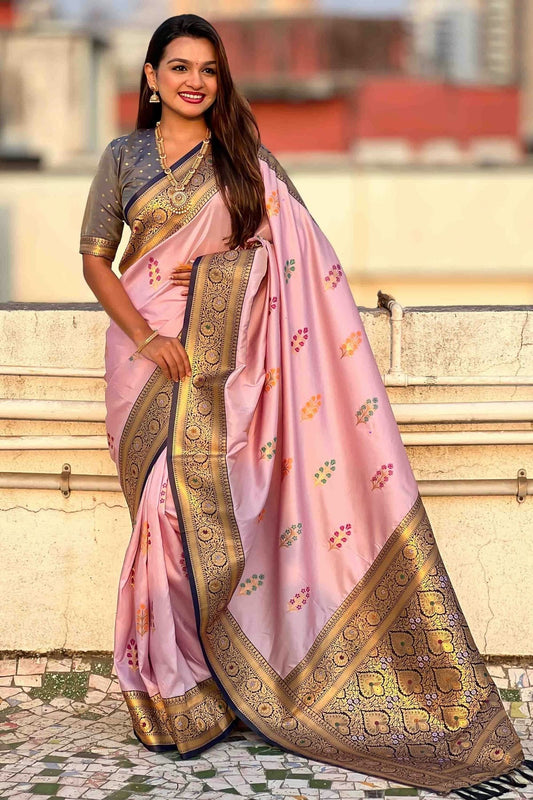 Baby Pink Soft Silk Meenakari Traditional Saree NCSD11110420