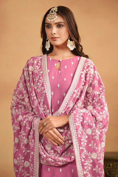 Baby Pink Straight SuitFaux Georgette Semi Stitched  NCSM10510261