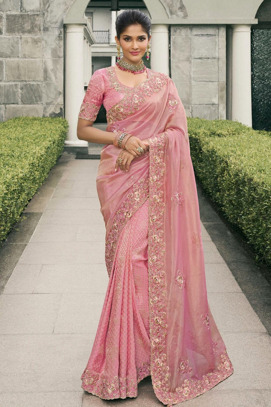 Baby Pink Tissue Silk Designer Saree NCSD12910105