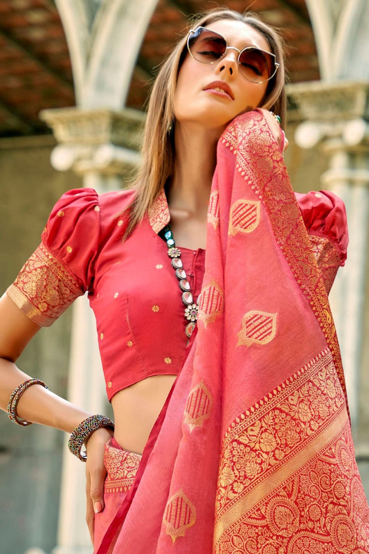 Baby Pink Tissue Silk Saree NCSD11112472