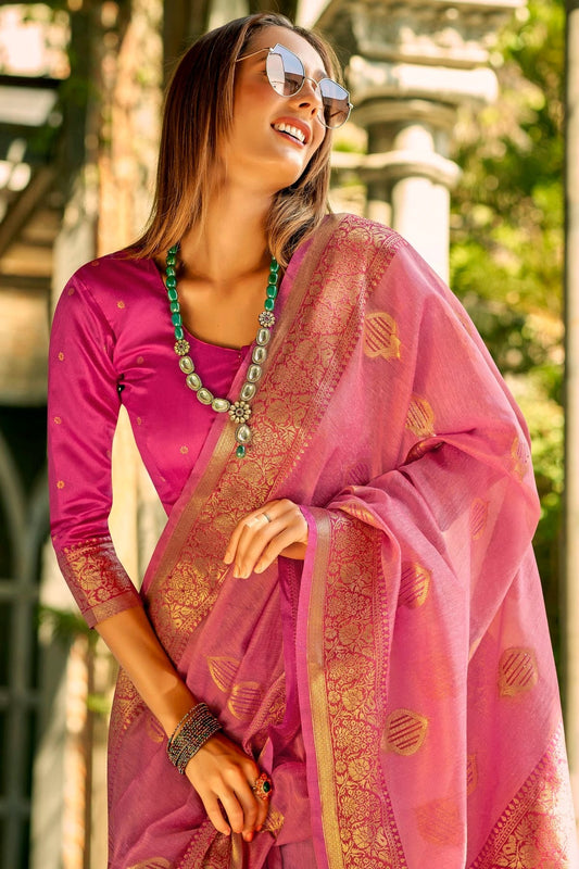 Baby Pink Tissue Silk Saree NCSD11112473
