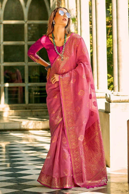 Baby Pink Tissue Silk Saree NCSD11112473