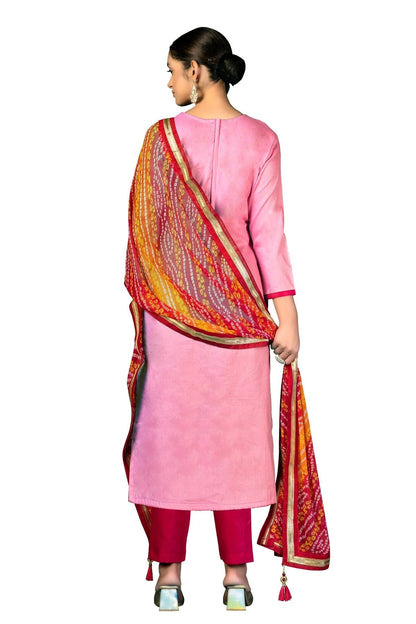 Baby Pink Unstitched Jam Cotton Straight Suit NCUS11610295