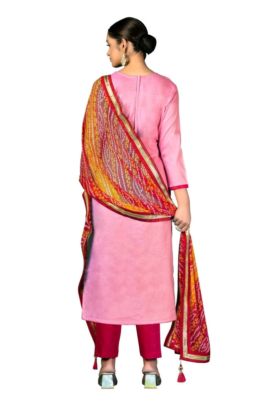 Baby Pink Unstitched Jam Cotton Straight Suit NCUS11610295