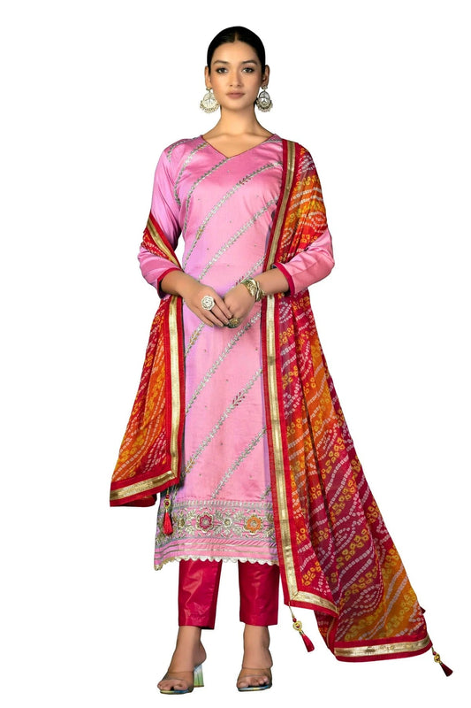 Baby Pink Unstitched Jam Cotton Straight Suit NCUS11610295