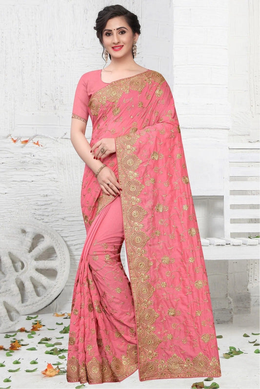 Baby Pink Vichitra Silk Designer Saree NCSD10910540