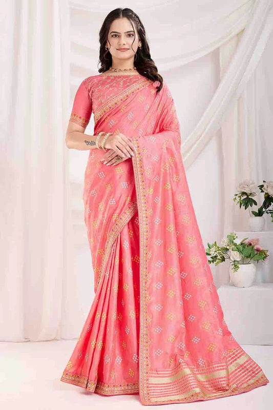 Baby Pink Vichitra Silk Designer Saree NCSD11110952