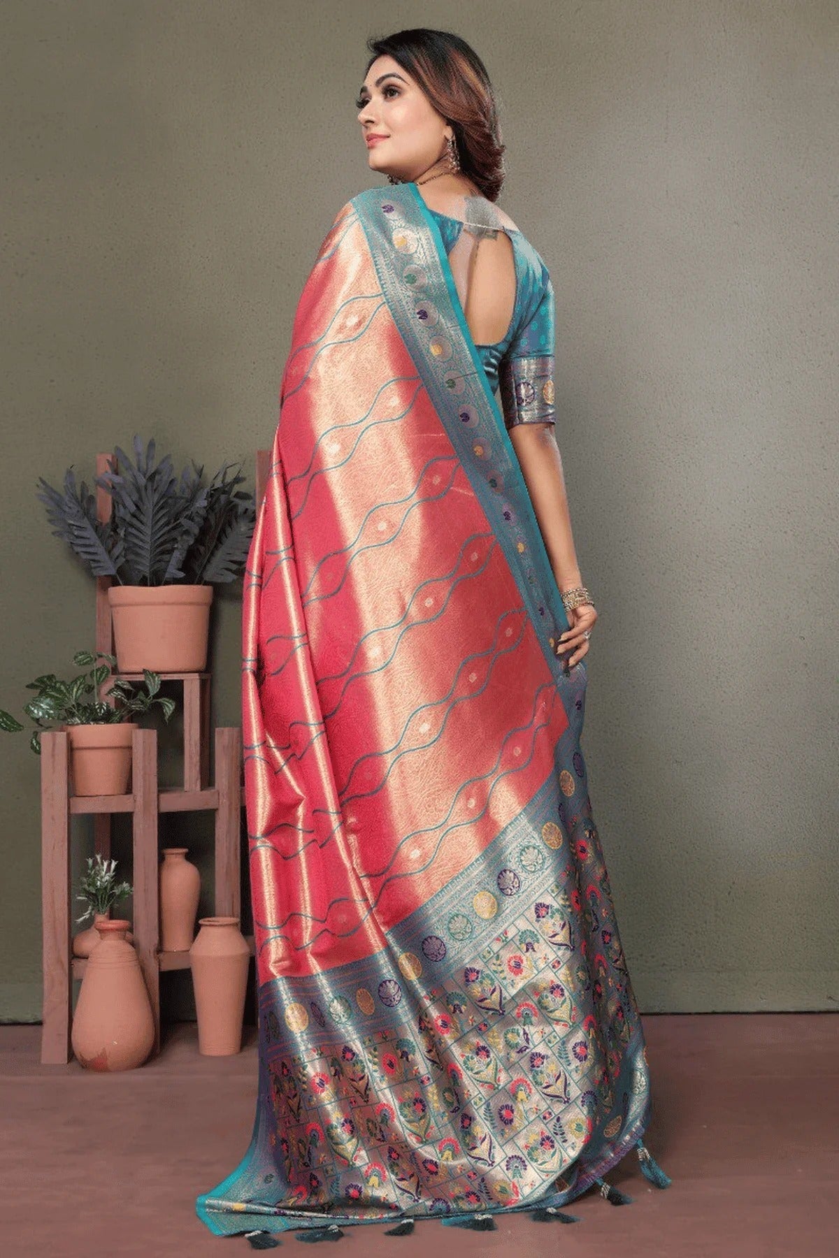 Baby Pink Woven Pure Banarasi Tissue Silk Traditional Saree NCSD12510108