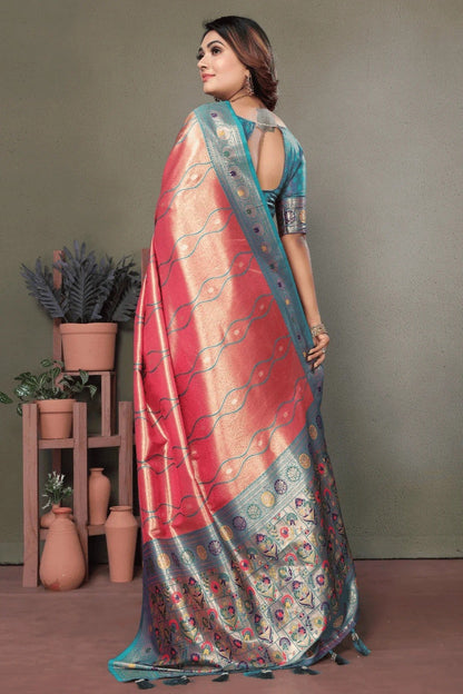 Baby Pink Woven Pure Banarasi Tissue Silk Traditional Saree NCSD12510108