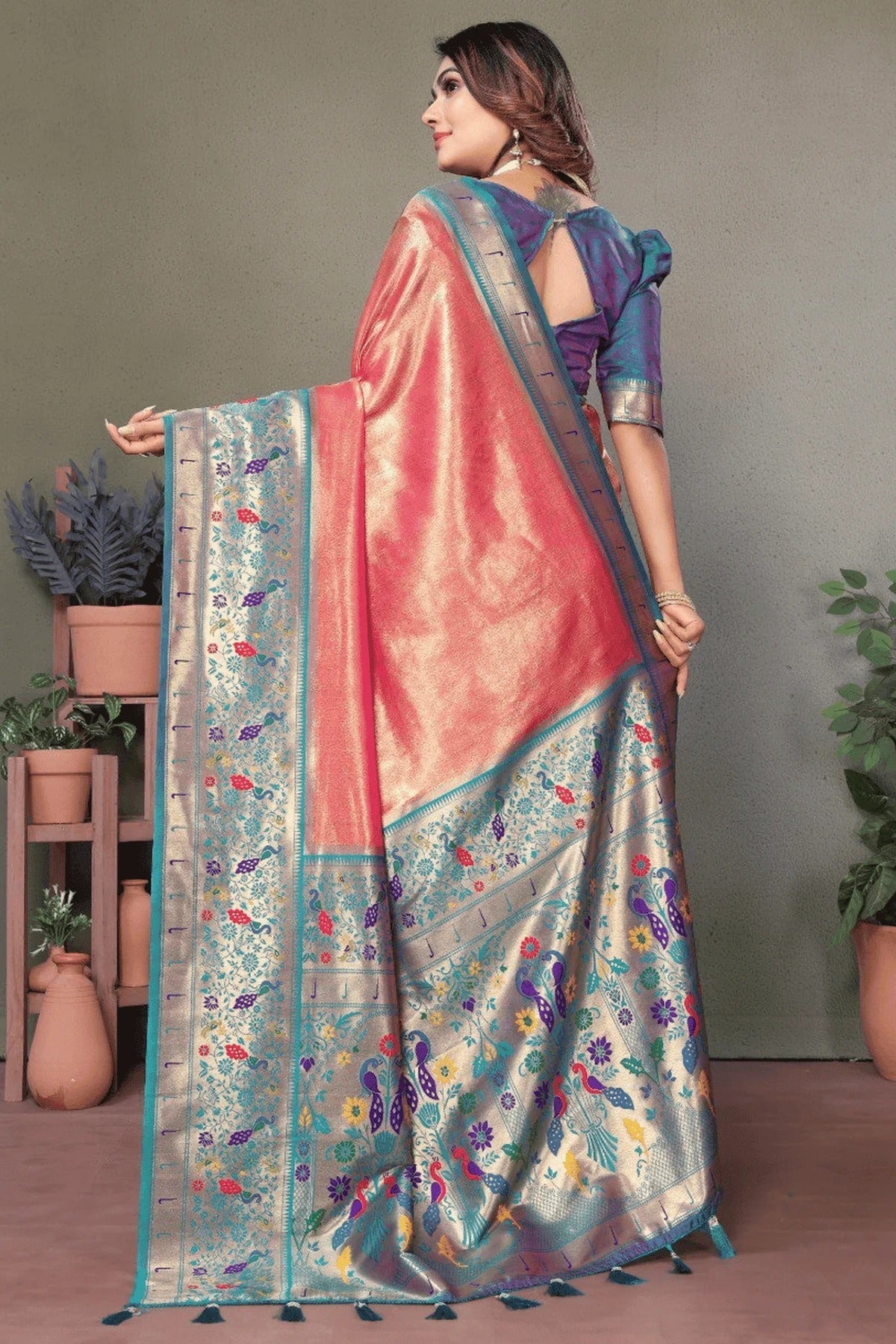 Baby Pink Woven Pure Banarasi Tissue Silk Traditional Saree NCSD12510163