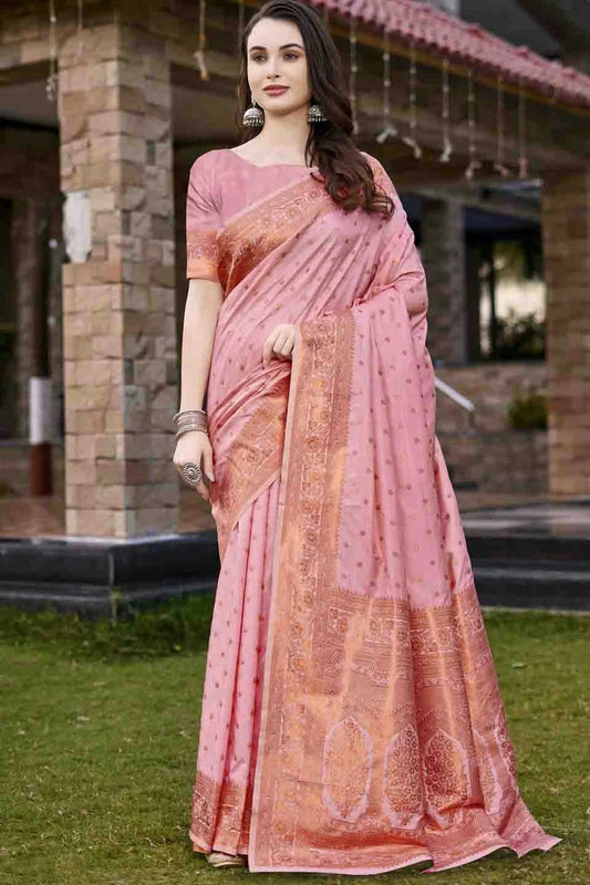 Baby Pink Woven Silk Traditional Saree NCSD11010150