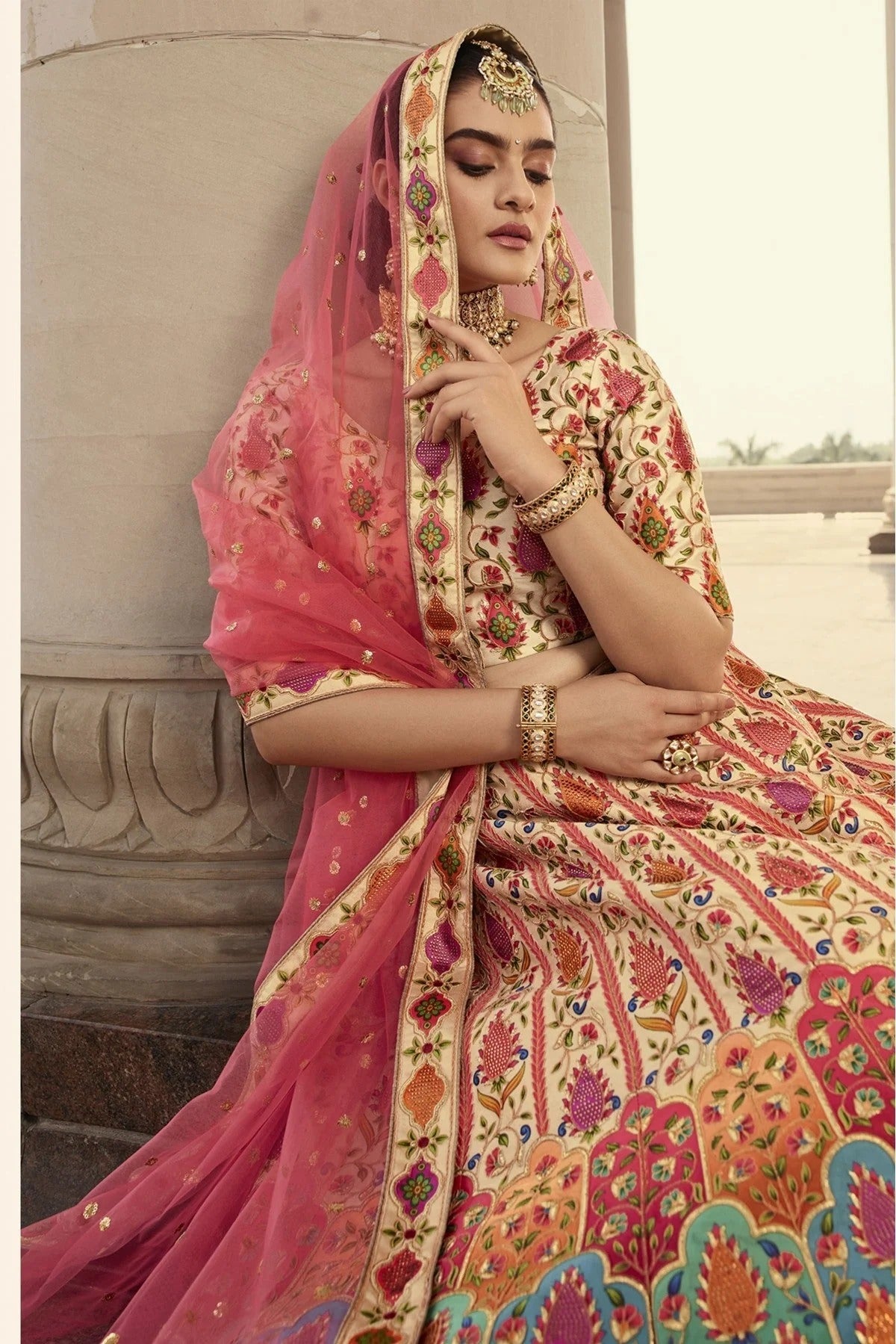 Beige Art Silk Embroidery Lehenga Choli NCLC11510163