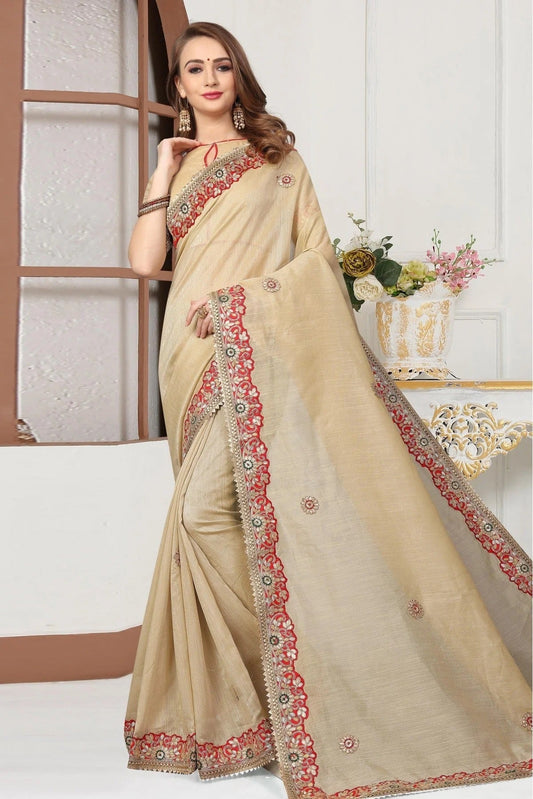 Beige Art Silk Embroidery Saree NCSD11210569